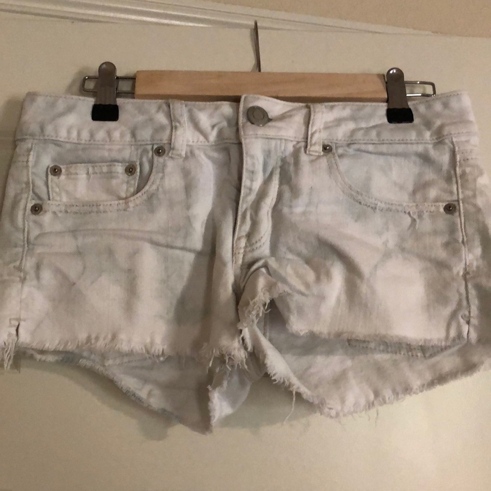American eagle stretch acid wash denim shorts